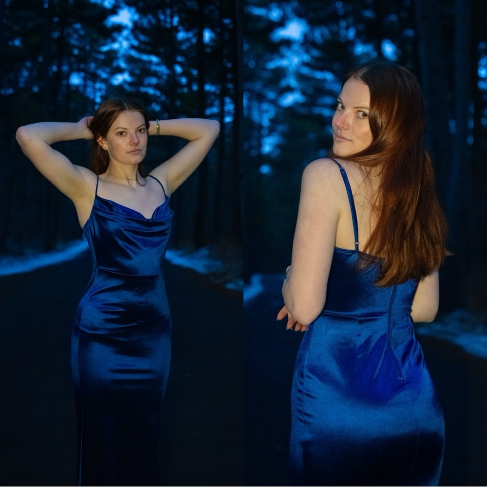 Blue side slit size 4 long bodycon dress by Windsor